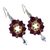 Beaded silk dangle earrings, 'Sparkling Rosettes in Maroon' - Silk and Glass Beaded Dangle Earrings in Maroon Thailand (image 2e) thumbail
