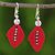 Beaded silk dangle earrings, 'Sparkling Leaves in Red' - Silk and Glass Beaded Dangle Earrings in Red from Thailand (image 2b) thumbail