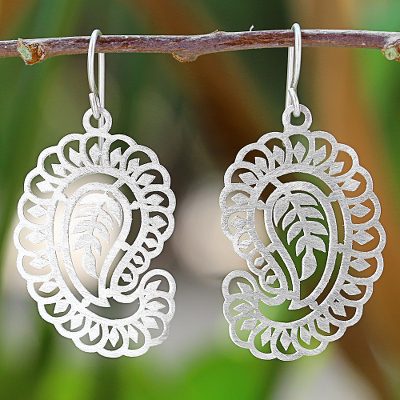 Sterling silver dangle earrings, Bright Paisleys
