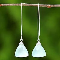 Chalcedony dangle earrings, 'Misty Aqua' - Misty Aqua Chalcedony Dangle Earrings from Thailand