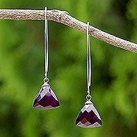 Gold accent chalcedony dangle earrings,