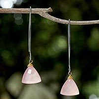 Gold accent chalcedony dangle earrings,