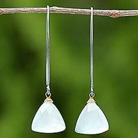 Gold accent chalcedony dangle earrings,