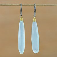Gold accent chalcedony dangle earrings,