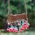 Leather accent shoulder bag, 'Mandarin Garden' - Thai Embroidered Shoulder Bag with Leather Accents thumbail