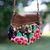 Leather accent shoulder bag, 'Mandarin Garden' - Thai Embroidered Shoulder Bag with Leather Accents (image 2c) thumbail