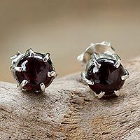 Garnet stud earrings,