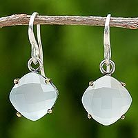 Gold accent chalcedony dangle earrings,