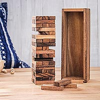Wood game, 'Stacking Tower'  - Wood Stacking Tower Game with Box from Thailand