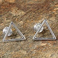 Sterling silver button earrings,