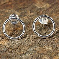 Sterling silver button earrings,