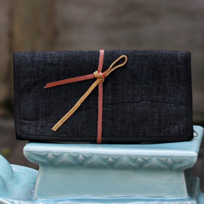 Cotton jewelry roll, Denim Journey