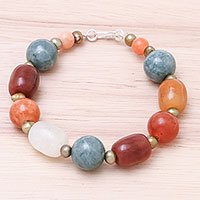 Jade and cultured pearl beaded bracelet,