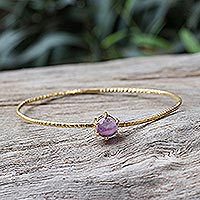 Gold plated amethyst bangle bracelet,