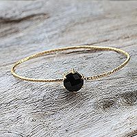 Gold plated onyx bangle bracelet,
