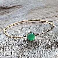 Gold plated green onyx bangle bracelet,