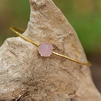 Gold plated chalcedony bangle bracelet,