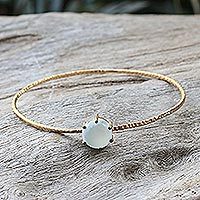 Gold plated chalcedony bangle bracelet,