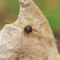 Gold plated smoky quartz bangle bracelet,