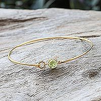 Gold plated peridot bangle bracelet,