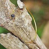 Gold plated iolite bangle bracelet,
