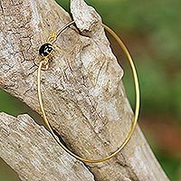 Gold plated onyx bangle bracelet,