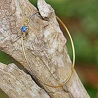 Gold plated lapis lazuli bangle bracelet,
