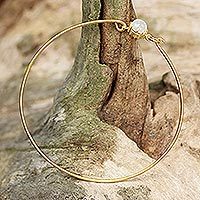 Gold plated moonstone bangle bracelet,
