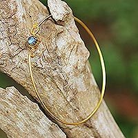 Gold plated labradorite bangle bracelet,