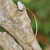 Gold plated amethyst bangle bracelet,