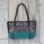 Leather accent cotton blend shoulder bag, 'Rainbow Sunrise in Emerald' - Leather Accent Cotton Blend Thai Shoulder Bag in Emerald thumbail