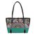 Leather accent cotton blend shoulder bag, 'Rainbow Sunrise in Emerald' - Leather Accent Cotton Blend Thai Shoulder Bag in Emerald (image 2a) thumbail