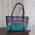 Leather accent cotton blend shoulder bag, 'Rainbow Sunrise in Emerald' - Leather Accent Cotton Blend Thai Shoulder Bag in Emerald (image 2b) thumbail