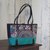 Leather accent cotton blend shoulder bag, 'Rainbow Sunrise in Emerald' - Leather Accent Cotton Blend Thai Shoulder Bag in Emerald (image 2c) thumbail