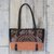 Leather accent cotton blend shoulder bag, 'Rainbow Sunrise in Tiger Lily' - Leather Accent Cotton Blend Shoulder Bag in Tiger Lily thumbail