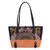 Leather accent cotton blend shoulder bag, 'Rainbow Sunrise in Tiger Lily' - Leather Accent Cotton Blend Shoulder Bag in Tiger Lily (image 2a) thumbail