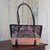 Leather accent cotton blend shoulder bag, 'Rainbow Sunrise in Tiger Lily' - Leather Accent Cotton Blend Shoulder Bag in Tiger Lily (image 2b) thumbail