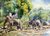 'Travel with Elephant' - Signed Thai Impressionist Painting of Elephant and Trees thumbail