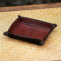 Featured review for Leather catchall, Russet Espresso