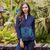 Cotton batik blouse, 'Deep Sea' - Blue Cotton Blouse with Hand Painted Batik Design thumbail