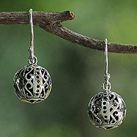 Sterling silver dangle earrings, 'Palace Lanterns' - Petite Sterling Silver Bauble Earrings from Thailand