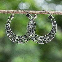 Sterling silver hoop earrings,