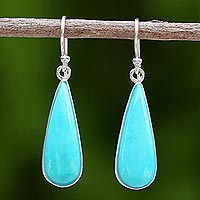 Sterling silver dangle earrings, 'Sky Blue Rain' - Sterling Silver and Reconstituted Turquoise Dangle Earrings