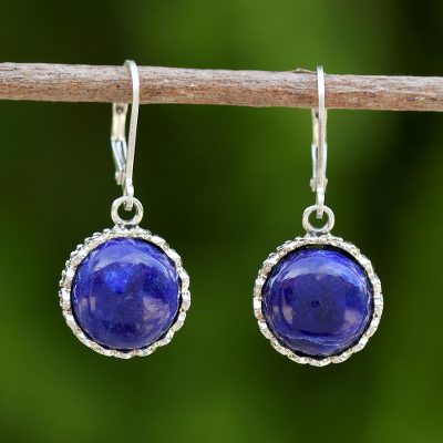 Lapis lazuli dangle earrings, Pointed Petals