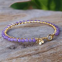 Gold plated quartz bangle bracelet,
