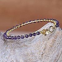 Gold plated amethyst bangle bracelet,