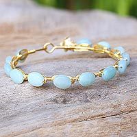 Gold plated chalcedony bangle bracelet,