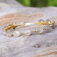 Gold plated moonstone bangle bracelet,