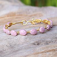 Gold plated rhodonite bangle bracelet,