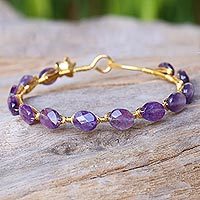 Gold plated amethyst bangle bracelet,